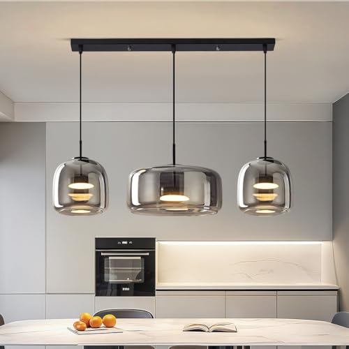 Suspension de table à manger réglable en hauteur, luminaire verre rétro pour cuisine