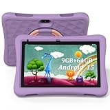 plimpton Tablette Enfants 10 Pouces, Tablette Android 15 avec Contrôle Parental, 6000 mAh, 9 Go RAM + 64 Go ROM (Extensible à 512 Go), BT 5.0, Wi FI, Double Caméra, avec étui Eva   Violet