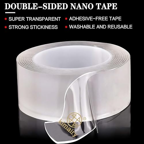 kimairy Doppelseitiges Klebeband, strapazierfähig, wiederverwendbar, starkes Wandband, Teppich, Klebepunkte, Klebeband, Montageband, Klettverschluss, robust, Aufhängestreifen, Poster, Teppichband