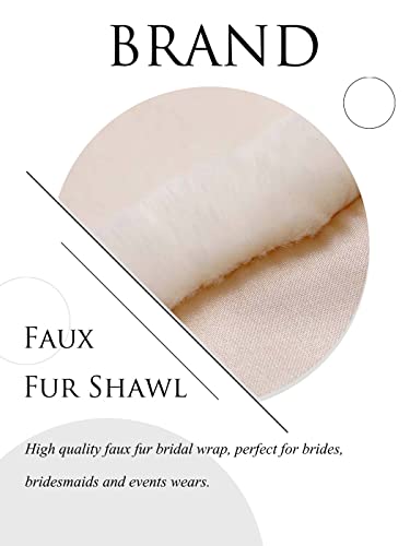 Women 's Wedding Faux Fur Shawl Wrap Bridal Scarf Faux Fur shrug Shawl Fur Cover up for Bride and Bridesmaids2