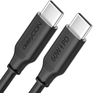 deleyCON 2m USB C Kabel PD3.0 (60W Snellaadkabel) USB-C naar USB-C Oplaadkabel voor iPhone 17 16 15 Pro Max Samsung Galaxy S25 S24 S23 S22 Pixel iPad Pro MacBook Air Tablets Switch PS5
