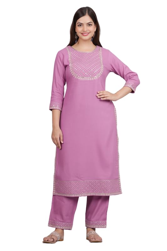 NEW4U Glamorous Zari Embroidery Kurti Plazzo Set with Stunning Sequins Fashionably Chic