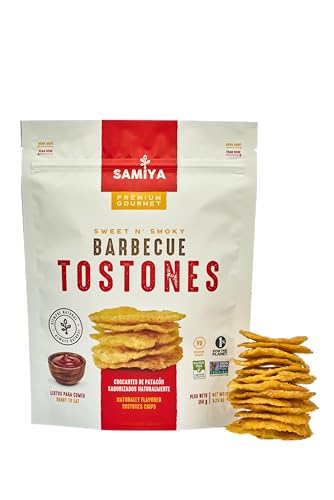 Samiya Plantain Chips | Barbecue | Crunchy Tostones Snack | All-Natural, Gluten-Free NON-GMO Kosher OU | Vegan & Soy-Free | Thin Crispy Plantain Chips | No Artificial Ingredients | Latin Flavor | 5.3 Ounce Bag