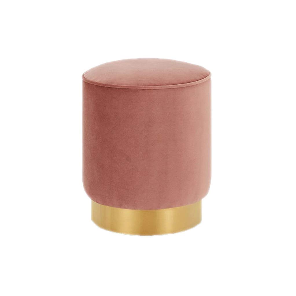 Tabouret de rangement rose pouf rond rembourré pour salon