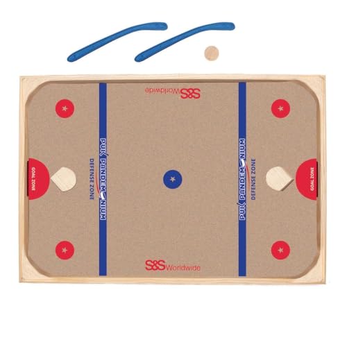 Puk Pandemonium Wooden Hockey Game - New & Improved! - 35" x 23-3/4" - Vibrant Multi-Color Graphics - Fun Family Entertainment
