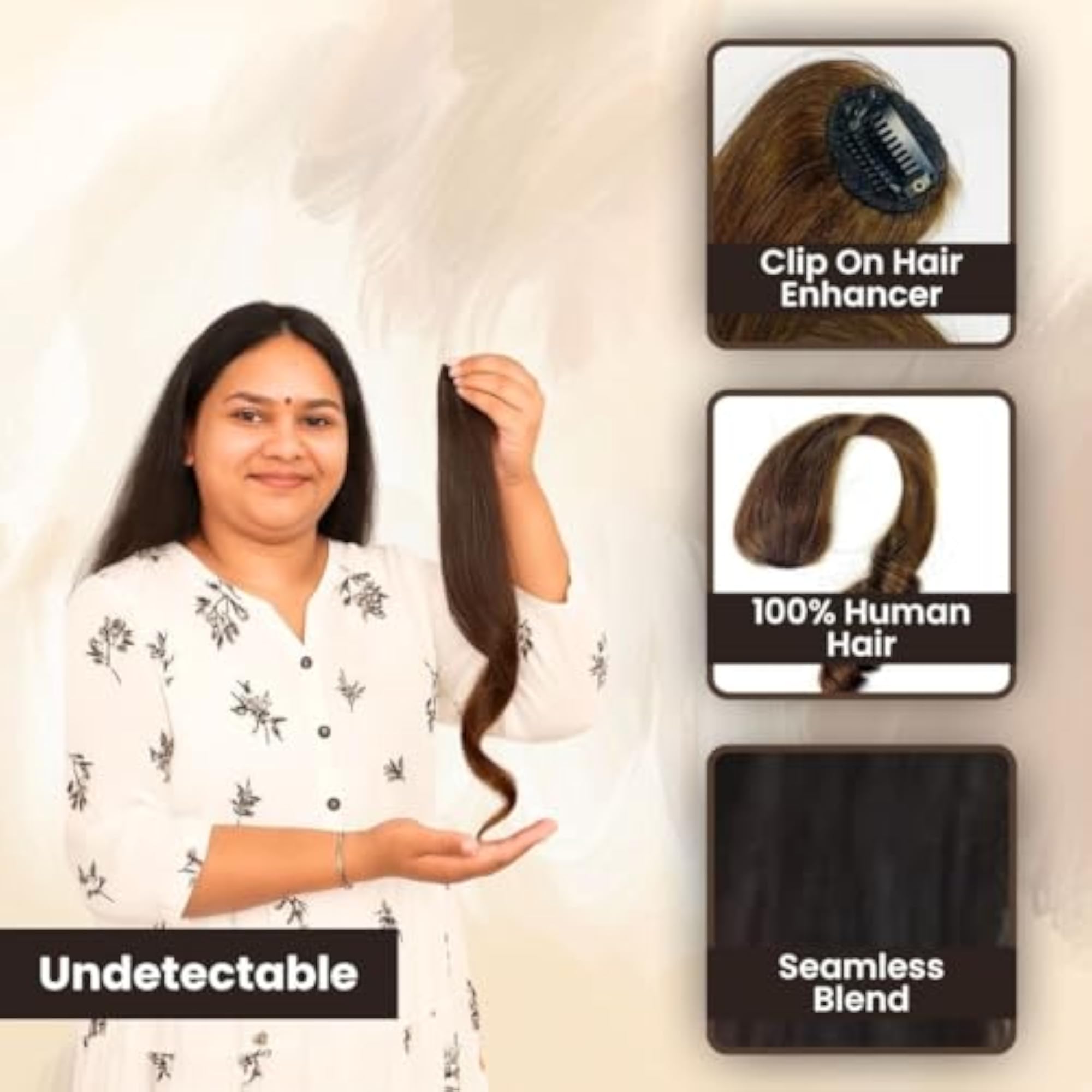 Premium Clip Invisible Patch for Women, 100% Human Hair