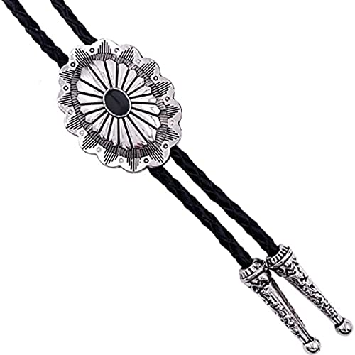 Bolo cravate pour homme en cuir avec pendentif turquoise style western vintage