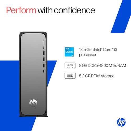 Image of HP OmniDesk Slim, 13th Gen Intel Core i3-13100 (8GB DDR5, 512GB SSD), Win11, M365* Office 24, Meteor Silver, 3.8kg, Black Wired Keyboard, UHD Graphics, S03-0019in
