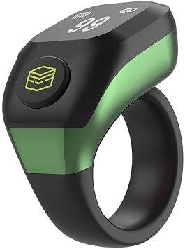Tasbeeh Counter, Smart Tasbih Digital For Zikr Counter Ring With 0.42-Inch Display, Adjustable 18/20/22mm Sizes, Single Button Operation, Prayer Reminder For MuslimsGreen