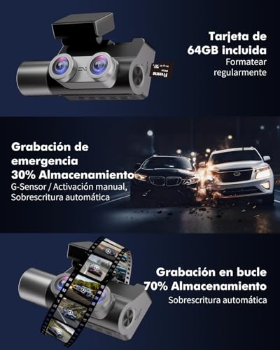 Camara para coche 3 vias Frvesroe contra robos en parking 24H 5