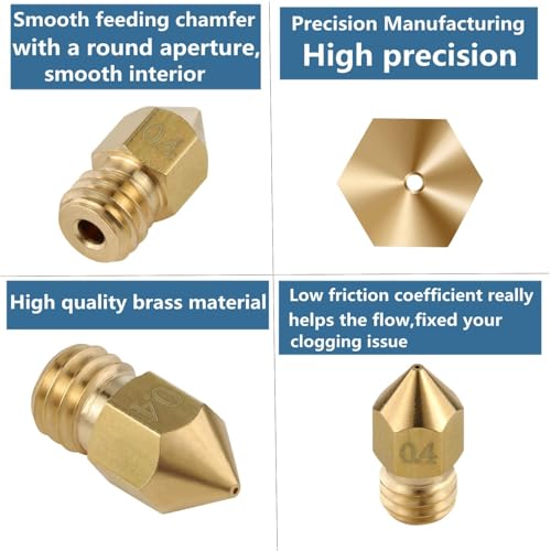 Image of Serplex 32PCS 3D Printer Nozzle MK8 Nozzle 3D Printer Extruder Nozzle High Temperature Pointed Wear Resistant Nozzle for Makerbot Creality CR-10 5 Different Size 0.2 mm, 0.4 mm, 0.5mm, 0.6 mm, 0.8 mm