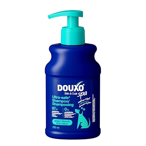 DOUXO Skin & Coat SPA – Ultra-Safe* Shampoo gegen Geruch für Hunde, 250 ml, reinigt die Haut und spendet Feuchtigkeit, entfernt Gerüche, hinterlässt angenehm duftendes Fell, hautfreundliche Rezeptur