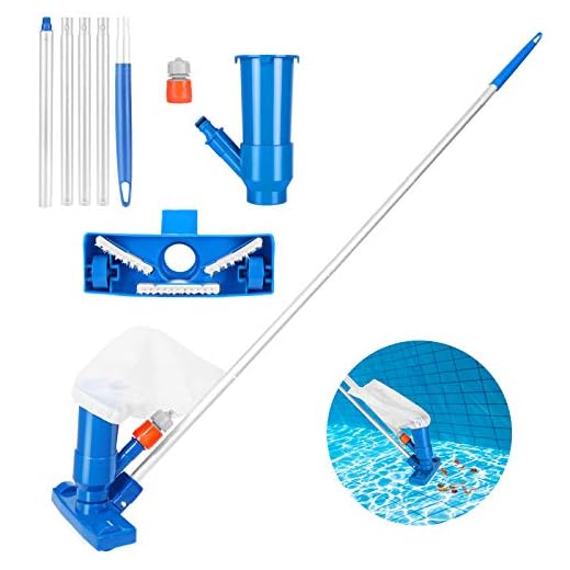 Pool dammsugare med undervattensdammsugare med borste, handske, 48 tum 4 sektioner stång, för ovan mark pooler, spa, dammar och fontäner