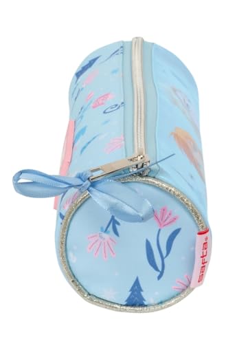 safta Frozen Ice Magic Federmäppchen, rund, für Kinder, ideal für Kinder von 5 bis 14 Jahren, bequem und vielseitig, Qualität und Widerstandsfähigkeit, 20 x 7 cm, hellblau, M, Casual