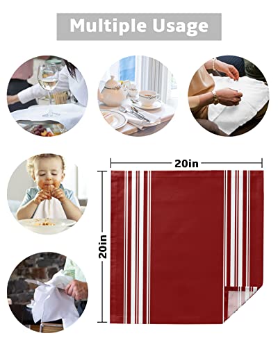 Servilletas de Tela Navideñas Rayas Burdeos 20x20 Pulg x4 miniatura 5