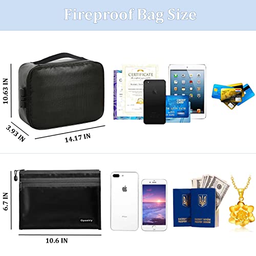 Fireproof Document Bag With Lock (14X10.6X4’’) & Money Bag, 3-Layer Portable Document Organizer, Home Office Travel Fireproof Bag With Handle, Document Safe Bag For Important File Passport Certificate #TOP2
