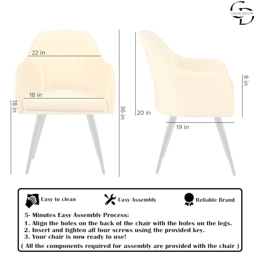 Image of Velvet Accent Chair | Luxury Upholstered Armchair with Sturdy Metal Legs | Modern Comfortable Chair for Living Room, Bedroom, Office, or Cafe (Golden Legs, Light Brown 2pc)