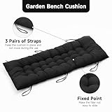 DKIEI Garden Bench Seat Cushion, 2/3 Seater Bench Cushion with Non-Slip Straps, 8cm Thick Comfortable Dining Bench Seat Pad, Rectangle Bench Seat Indoor Outdoor 125x48cm Black - Image 3