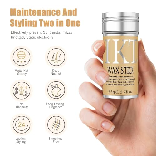 Image of Hair Wax Stick 75g with Beeswax, Avocado Oil, Vitamin E & Hydrolyzed Silk Protein | Hair Styling Wax Stick for Men & Women | Smooth Finish, Frizz Control & Easy Everyday Styling