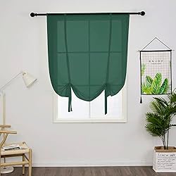 Persianas Mallorquinas Verdes SIMPVALE Tul Cortinas Romanas Bolsillo de Barra Color Sólido Translúcido Persianas Romanas Anudado Vertical para Cocina Balcón, 1 Panel, Verde, Ancho 100cm x Altura 140cm