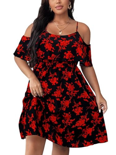 Image of Plus Size Summer Dresses for Women Casual Short Sleeves A Line Midi Dress
