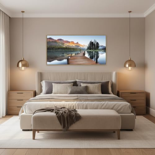 arttitue Large Lake Framed Canvas Wall Art, Nature Landscape Picture Decor by arttitue - Used condition - Image 3