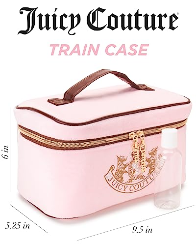Juicy Couture Women\'s Cosmetics Bag - Travel Makeup and Toiletries Train Case Organizer, Size One Size, Light Pink - Thumbnail 2