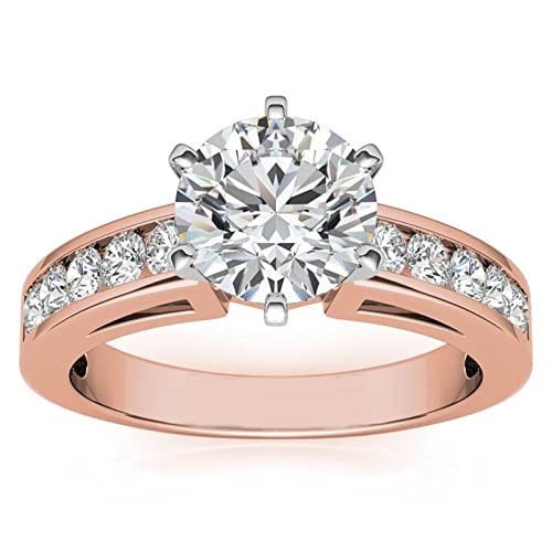 Luyona Personalized 1ct Round Moissanite Wedding Anniversary Engagement Ring for Women, Promise Wedding Anniversary Ring Free Engraved - Size R6