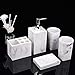 LOHOX 5 Piezas Juego de Accesorios para Baño Colección Marble Pattern Accesorios Conjunto - Porta Cepillos de Dientes, Jabonera, Dispensador de Jabón, Vaso para Enjuague Bucal