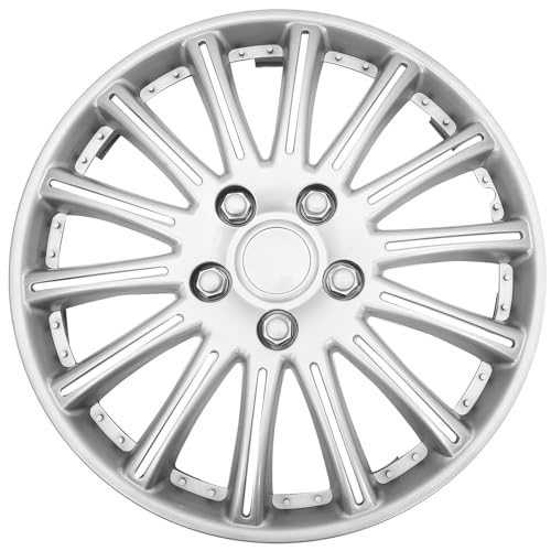 Enjoliveurs de roue 14 pouces UPKOCH argentés en plastique résistant pour voiture