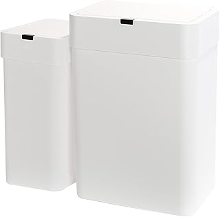 ELPHECO Bathroom Trash Can with Lid, 2 Pack Automatic Garbage Can, 2.5 Gallon + 4 Gallon Motion Sensor Smart Bathroom Decor, Slim Waterproof Trash Bins for Bedroom, Office, Living Room, White
