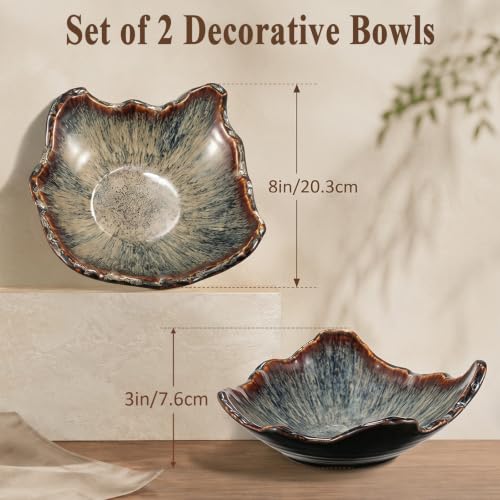 2 Pack 8" Ceramic Decorative Bowls for Keys and Home Decor - Image 3