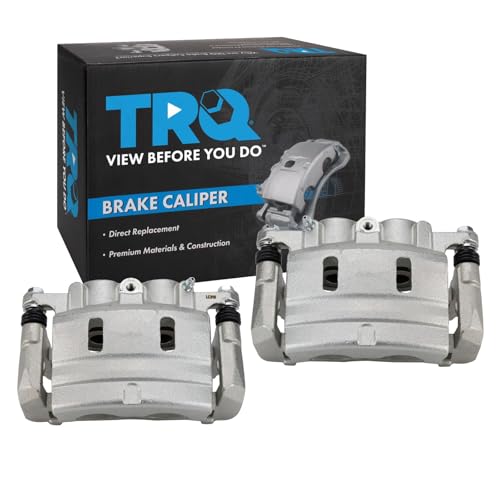 Image of TRQ Front Brake Caliper Set Zinc Coated Brackets Compatible with 2014-2019 Dodge Charger