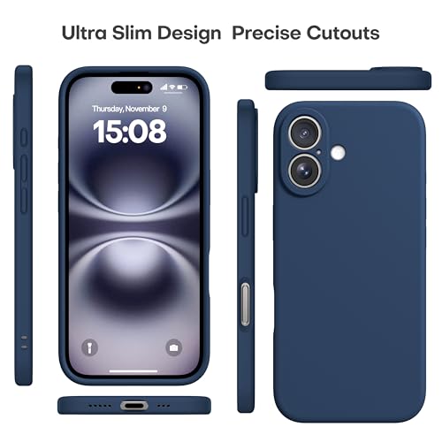 CellEver Heavy-Duty Silicone Case for iPhone 16 [Camera Protection] [Anti-Oil Coating] Military Drop Protection, Soft Scratch-Free Interior, Navy Blue by CellEver - Used condition - Image 2