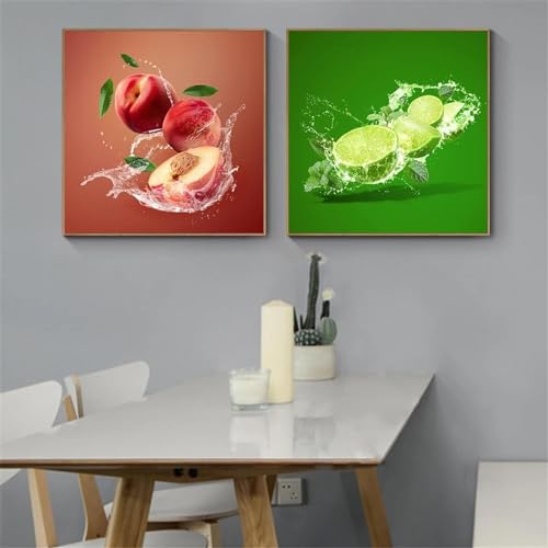 Art mural de cuisine avec affiche alimentaire et peinture sur toile fruits orange 30x30