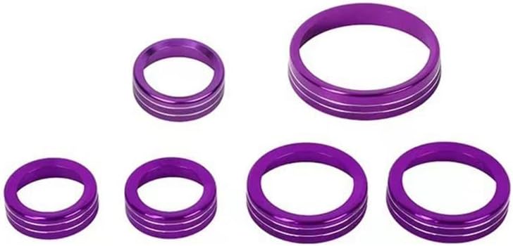 Car Air Conditioner Switch Button Knob Cover Compatible with Ford Bronco 2025, Car Push Start Button Cover Aluminum Decal Trim Interior Accessory,Purple-6PCS
