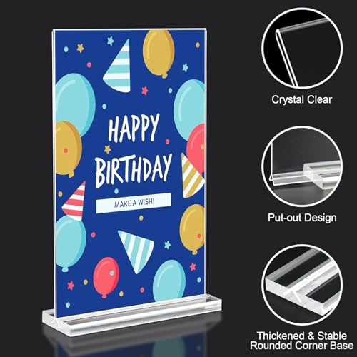 dulvus Acrylic Sign Holder 5.5x8.5 Inches 8 Pack, Double Sided Vertical Clear Display Stand, Plastic Frame Flyer Holder for Tabletop, Office, Restaurant, Store by dulvus - Image 2