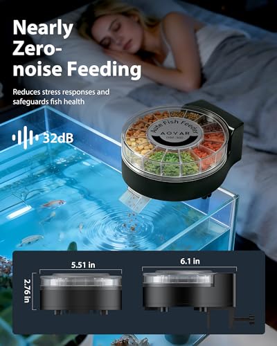 Image of Automatic Fish Feeder Dispenser for Aquarium: Auto Precision Food Feeding 300ml Large Capacity for Powder Flakes Pellet, Battery Feeders Timer for Small Tank Turtle Betta Koi Vacation Weekend Day