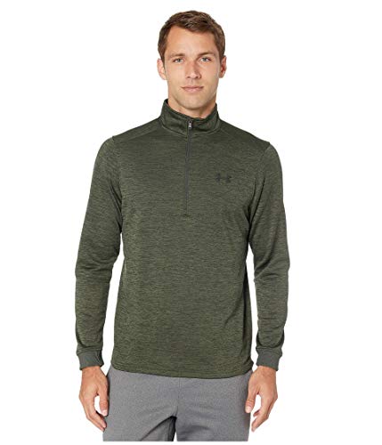 Image of Under Armour Armour Fleece 1/2 Zip, Elasticated and Breathable Long Sleeve Fleece, Comfortable Half Zip Running Top Men, Green (Baroque Green/Black (310)), XL