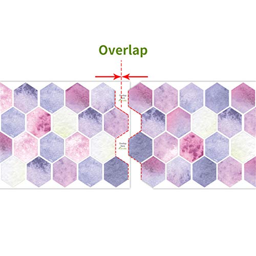 Ancoree Pink Purple Hexagon Tile Stickers For Kitchen Backsplash Bathroom Floor Countertop- Self Adhesive Non-Slip Floor Sticker, Peel & Stick Wall Sticker (C,10Pcs) #TOP2