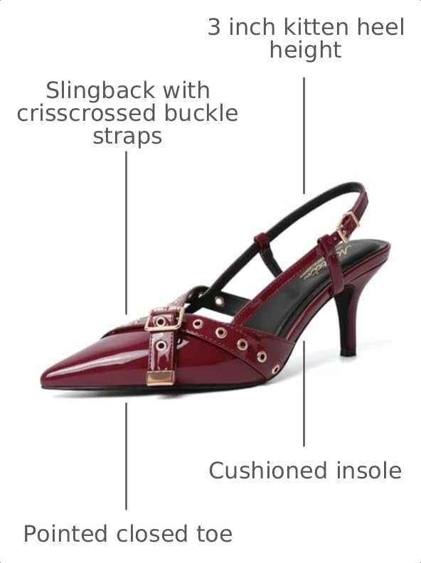 Image of Mostrin Kitten Heels for Women Pointed Closed Toe Heels Vintage Stiletto Dressy Pumps Shoes for Office Work Party