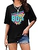 Xnova Womens Tops 80s Print Oversized T-Shirts for Women Round Neck Ladies Short Sleeve Cotton Tops Summer Graphic Casual Tee Shirt Loose Baggy Tops Plus Size, F-Black, XXL #5