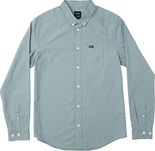 RVCA Young Men’s Thatll Do Oxford Long Sleeve Woven Shirt Shirt, Arona Blue, L