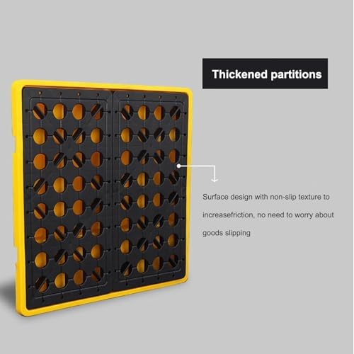 Industrial Spill Containment Pallet Oil Spill Containment Tray, Durable Leak Prevention Base for Industrial Drums, Essential for Safe Spill Management and Forklift Transp，Yellow+black 120x60x10cm