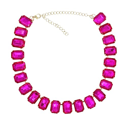 Listado de Collares Morados - los más vendidos. 43 Collar de gargantilla con piedras preciosas de diamantes de imitación para mujer, collar brillante y colorido con cuello esmeralda, X-large, Diamante de imitación, Diamantes de...