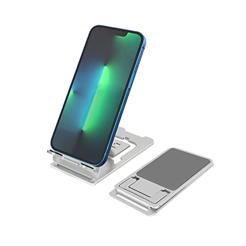Cell Phone Stand, Adjustable Phone Stand for Desk,Phone Dock,Holder,Aluminum Desktop Stand,Travel Holder ,Accessories DeskCompatible for iPhone 14 13 12 11 Pro Max X Xr Samsung S22 S21 A53 Silverâ¦