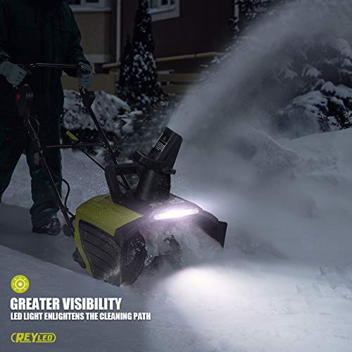 Electric Snow Blower, 20-Inch 15-Amp Corded Snow Blower, LED Lights, 180° Rotating Chute , Lightweight, Low Noise