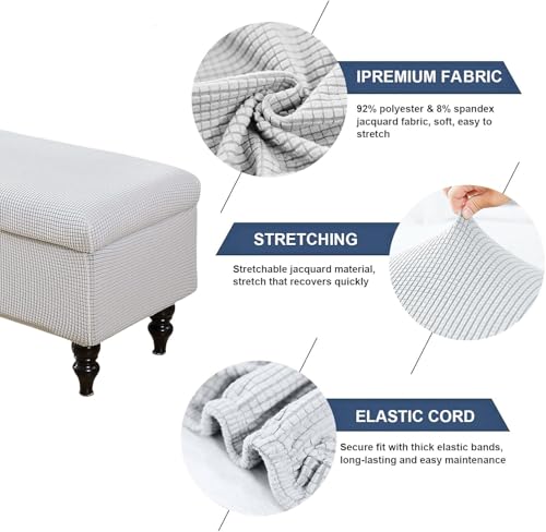 Image of FUANGUI Ottoman Cover Stretch Storage Ottoman Bench Slipcover Printed Folding Storage Bench Ottoman Cover Footrest Stool Slipcover Footstool Protector Cover with Elastic Bottom, Large