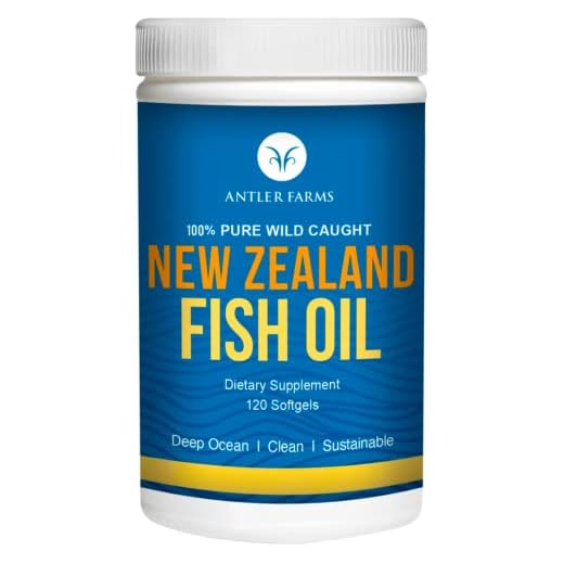 Antler Farms - 100% Pure Wild Caught New Zealand Fish Oil from Deep Ocean, Cold Water Fish, 120 Softgels - Clean, Fresh Omega-3 EPA + DHA Supplement, Keto Friendly, Super Clean
