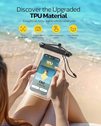 image for Nulaxy 2 Pack IPX8 TPU Waterproof Phone Pouch Double Sealing, Cell Pho